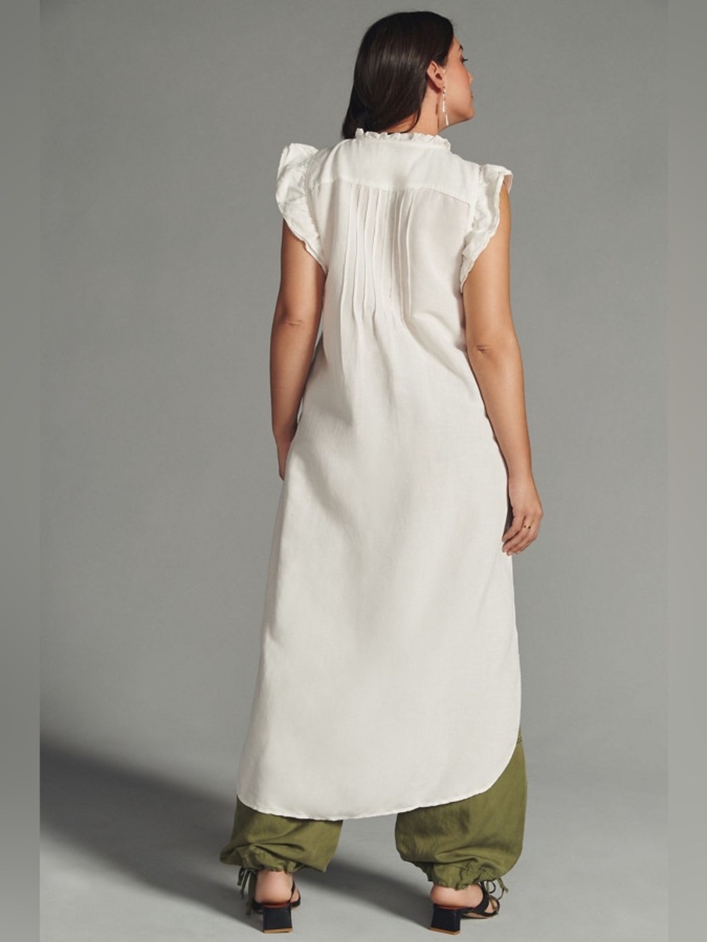 Anthropologie White Ruffled High-Low Tunic - Picture 3 of 6